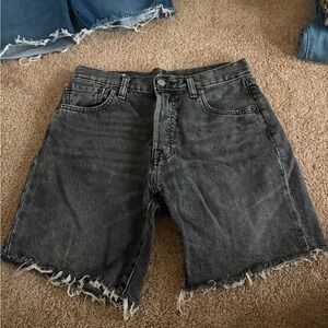 Mens Levi’s Black Washed Denim Cutoff Shorts